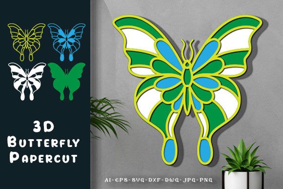 3D Butterfly Laser Cut Template: Elegant Art for Your Projects