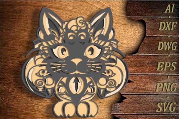 Cat Multilayer 3D SVG: Creative Mandala for Crafters