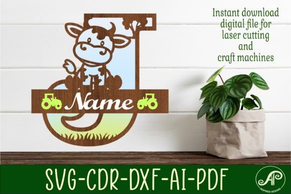 Cow Capital Monogram Letter J SVG Cut