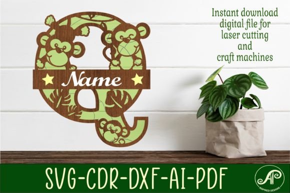 Crafting Elegance: The Monkey Capital Monogram Letter Q SVG