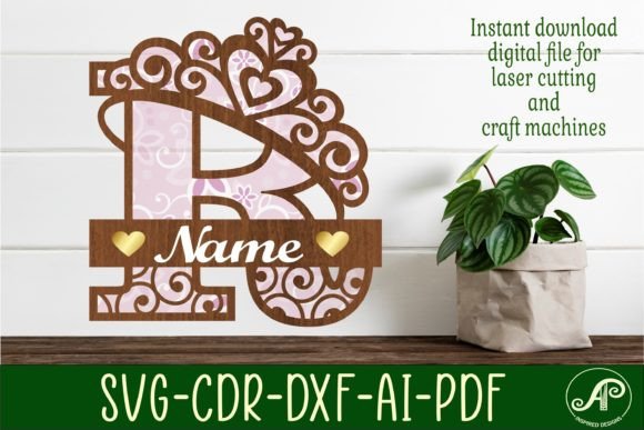 Crown Capital Monogram Letter R SVG for Laser Cut Projects