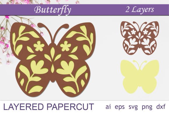 Elegant Butterfly and Flowers Layered Papercut Design