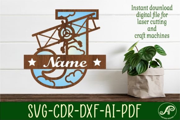 Elegant Plane Capital Monogram Letter J SVG Cut File
