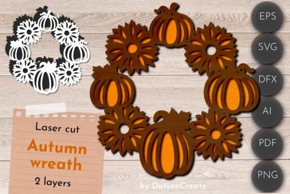 Fall Wreath & Pumpkin Door Hanger: Autumn Laser Cut Files