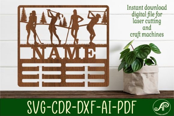 Golf Female Medal Holder SVG Laser Cut Design
