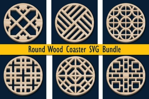 Laser-cut Round Wood Coaster SVG Bundle