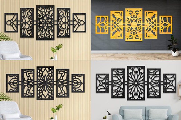 Laser Cut Wall Decor Mandala Panel Set