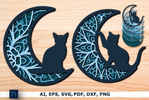 Layer Mandala Moon and Cat SVG Bundle for Creative Projects