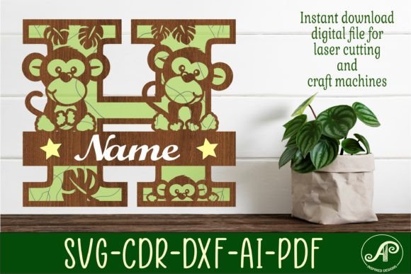 Monkey Capital Monogram Letter H SVG