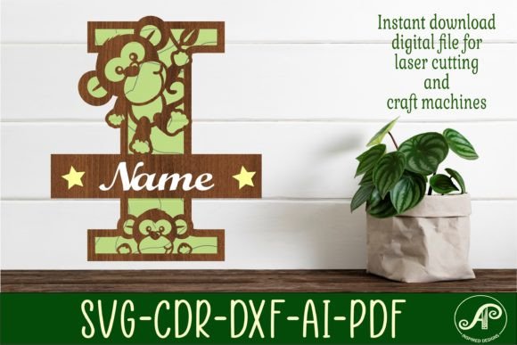 Monkey Capital Monogram Letter I SVG