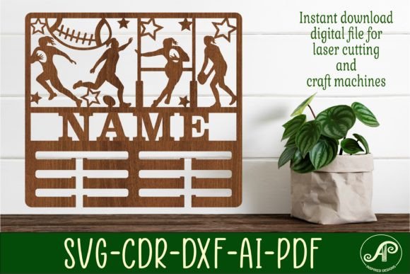 Rugby Female Medal Holder Name Svg Laser