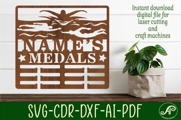 Swimmer Male Medal Holder Name Svg Laser