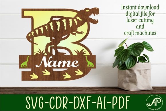 T Rex Monogram Capital Letter B SVG File: A Bold Design Asset