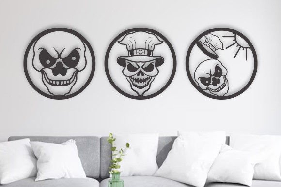 Wall Art Laser Cut Skull Head Svg Set